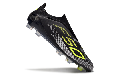 Adidas F50 Elite Laceless FG Football Boots - Black/Yellow/Silver