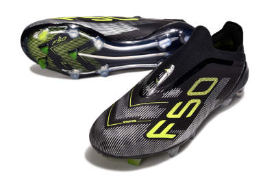 Adidas F50 Elite Laceless FG Football Boots - Black/Yellow/Silver