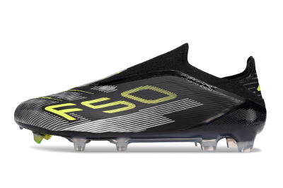 Adidas F50 Elite Laceless FG Football Boots - Black/Yellow/Silver
