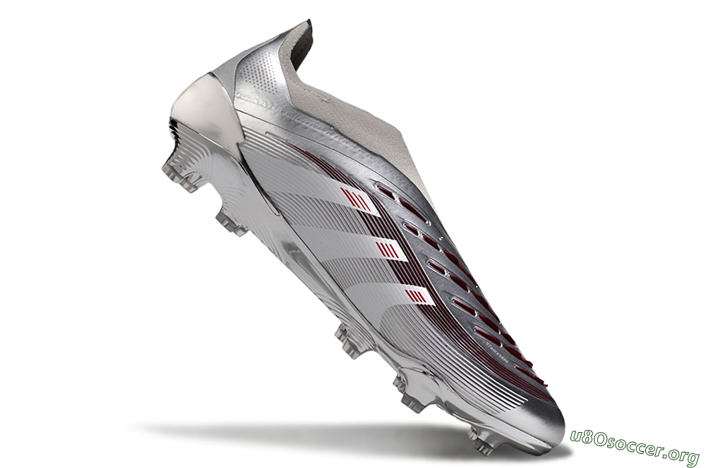 Adidas Predator 25 Elite Laceless FG Football Boots - Silver/Red/Grey 5