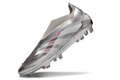 Adidas Predator 25 Elite Laceless FG Football Boots - Silver/Red/Grey