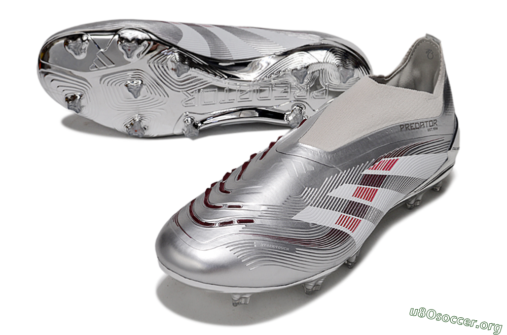 Adidas Predator 25 Elite Laceless FG Football Boots - Silver/Red/Grey 0
