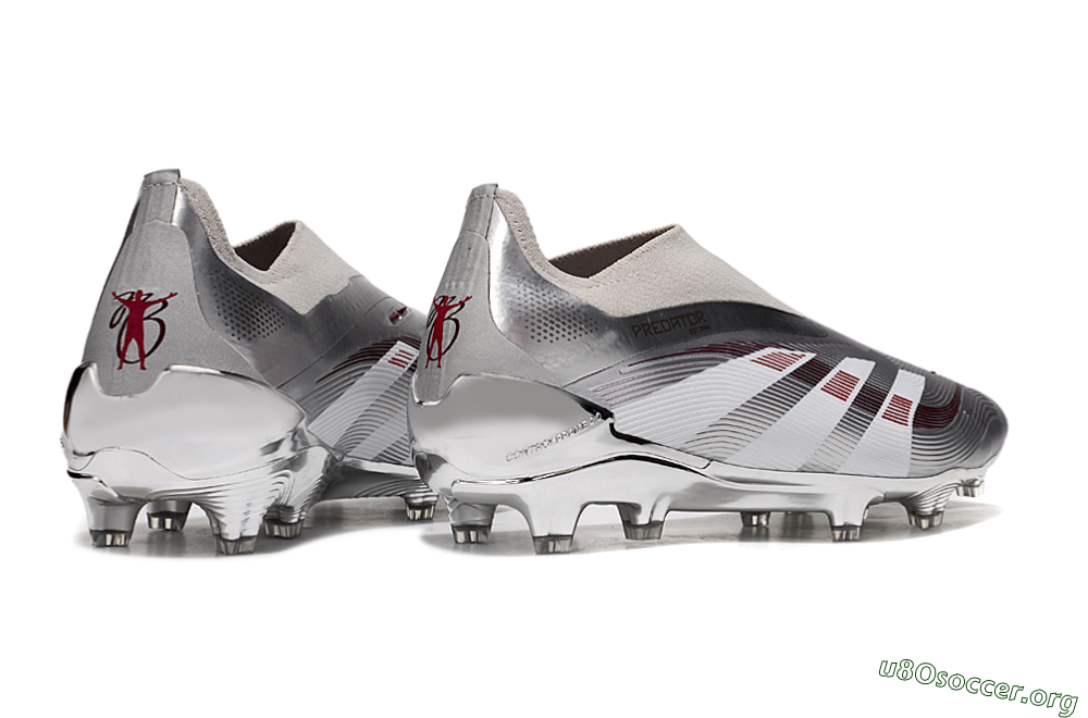 Adidas Predator 25 Elite Laceless FG Football Boots - Silver/Red/Grey 7
