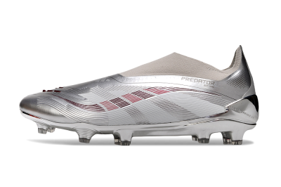Adidas Predator 25 Elite Laceless FG Football Boots - Silver/Red/Grey