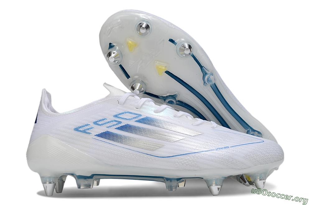 Adidas F50 Elite SG Football Boots - White/Blue/Silver 2