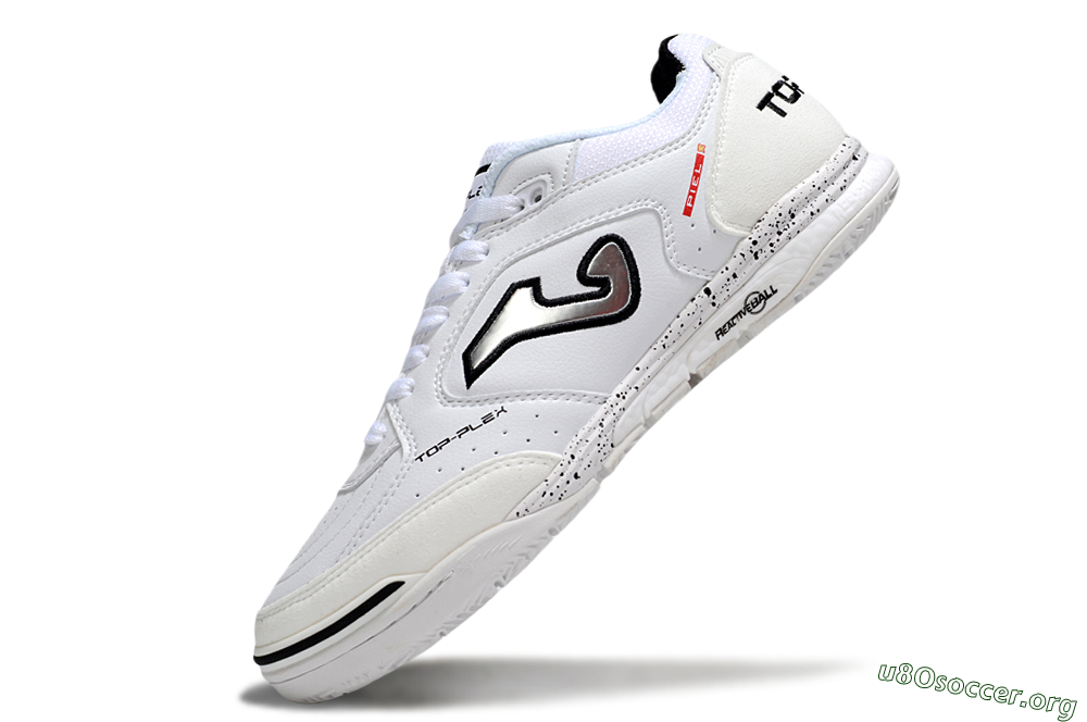 Joma Top Flex IC Football Shoes - White/Silver/Black 5