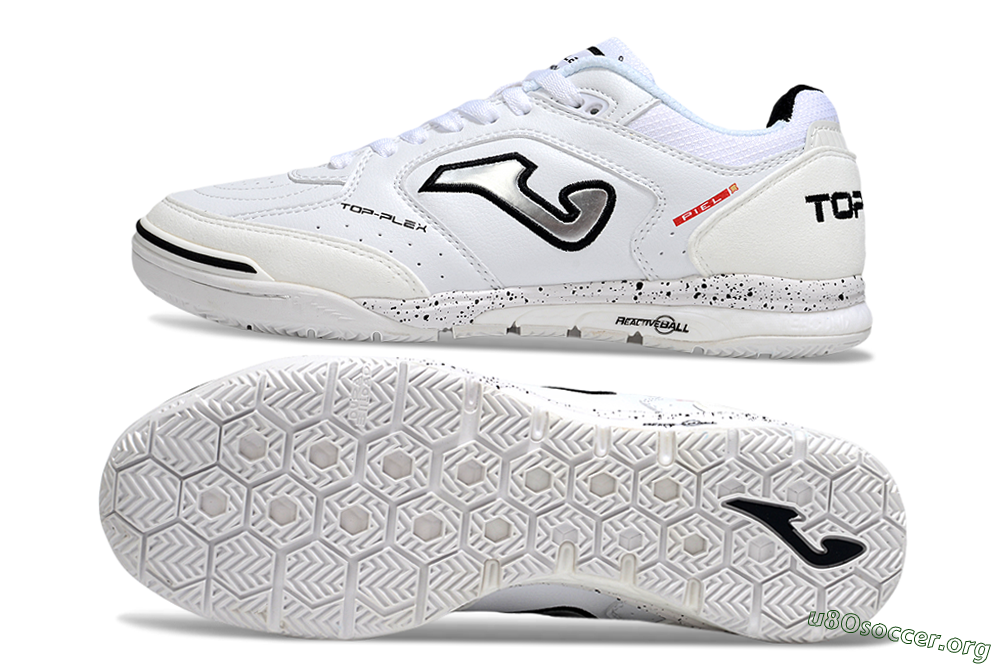 Joma Top Flex IC Football Shoes - White/Silver/Black 1
