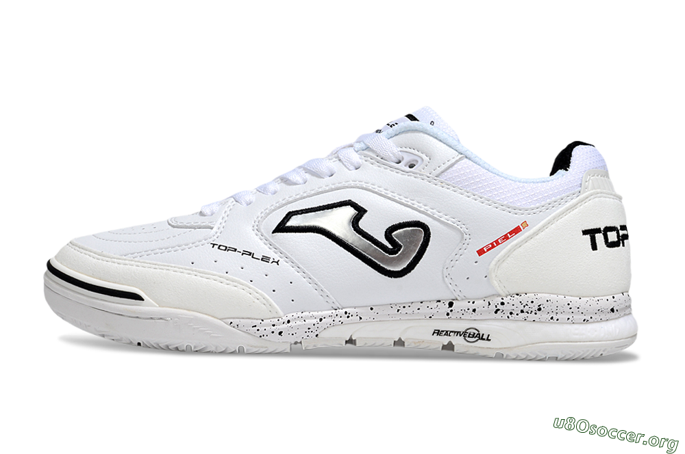 Joma Top Flex IC Football Shoes - White/Silver/Black 3