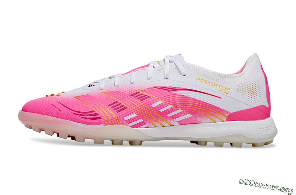 Adidas Predator 25 Elite TF Football Shoes - White/Pink/Gold 3