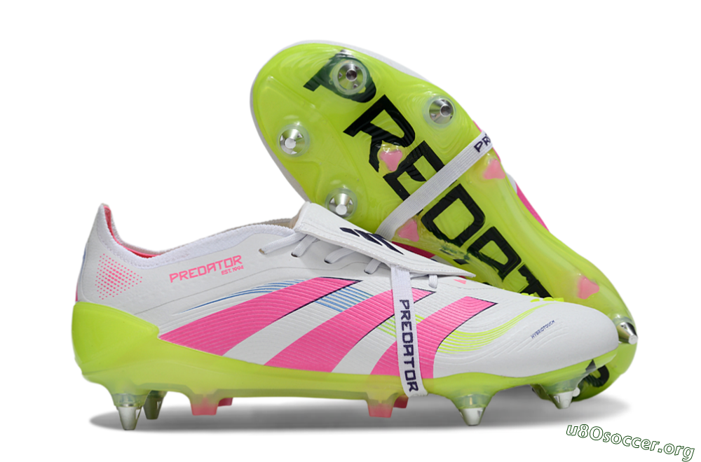 Adidas Predator 25 Elite Foldover Tongue SG Football Boots - White/Pink/Yellow 2