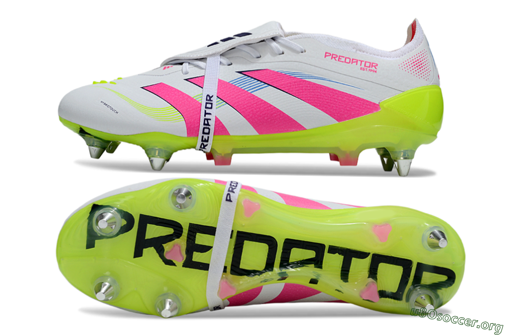 Adidas Predator 25 Elite Foldover Tongue SG Football Boots - White/Pink/Yellow 1