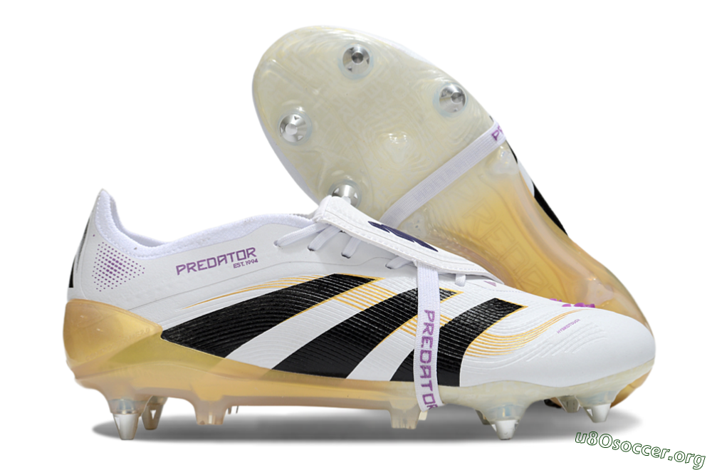 Adidas Predator 25 Elite Foldover Tongue SG Football Boots - White/Black/Gold 2