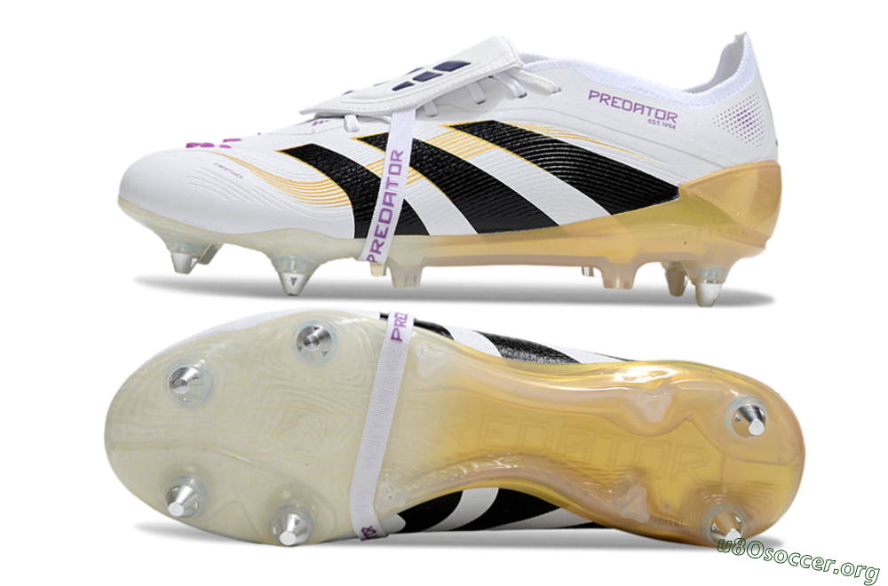 Adidas Predator 25 Elite Foldover Tongue SG Football Boots - White/Black/Gold 1