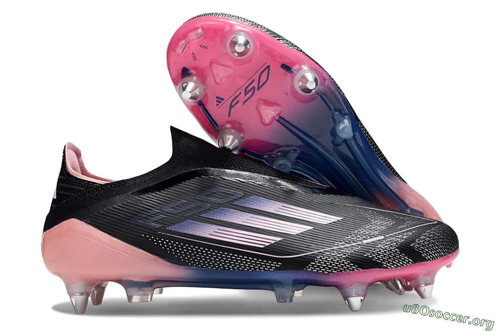Adidas F50 Elite Laceless SG Football Boots - Black/Blue/Pink 2