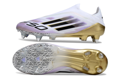 Adidas F50 Elite Laceless SG Football Boots - White/Purple/Gold