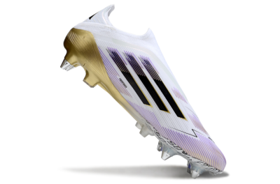 Adidas F50 Elite Laceless SG Football Boots - White/Purple/Gold