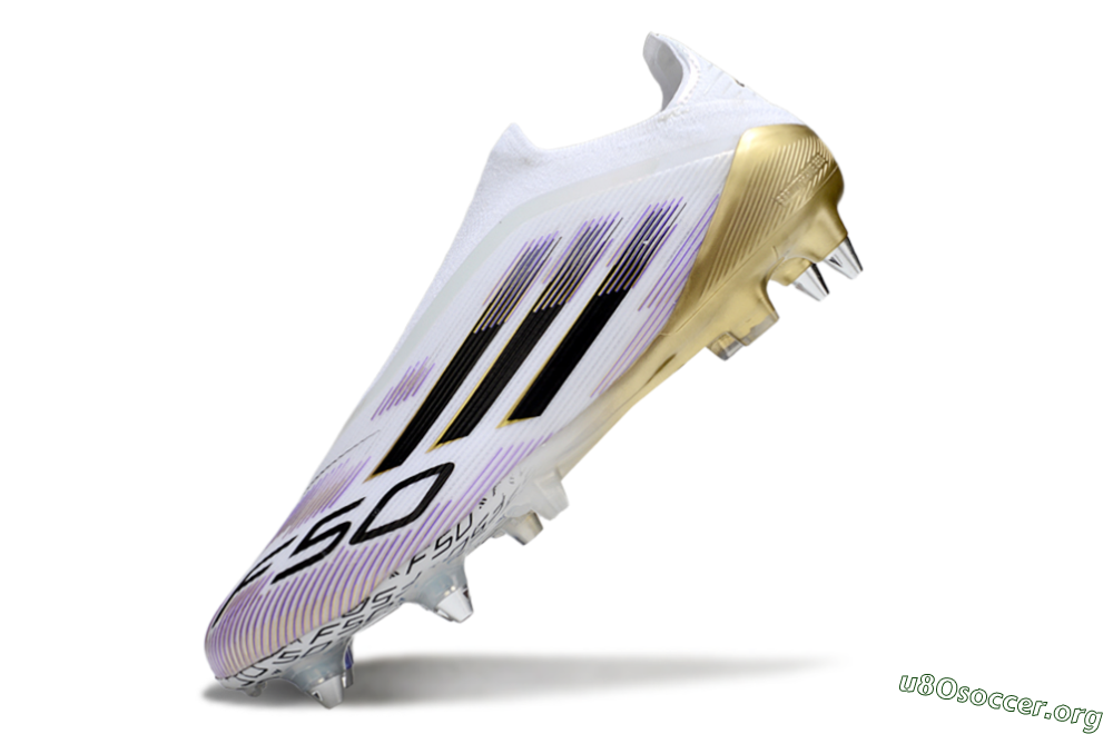 Adidas F50 Elite Laceless SG Football Boots - White/Purple/Gold 4