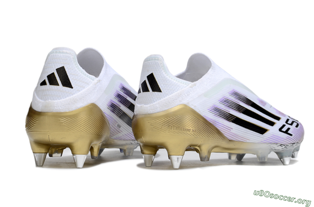 Adidas F50 Elite Laceless SG Football Boots - White/Purple/Gold 5