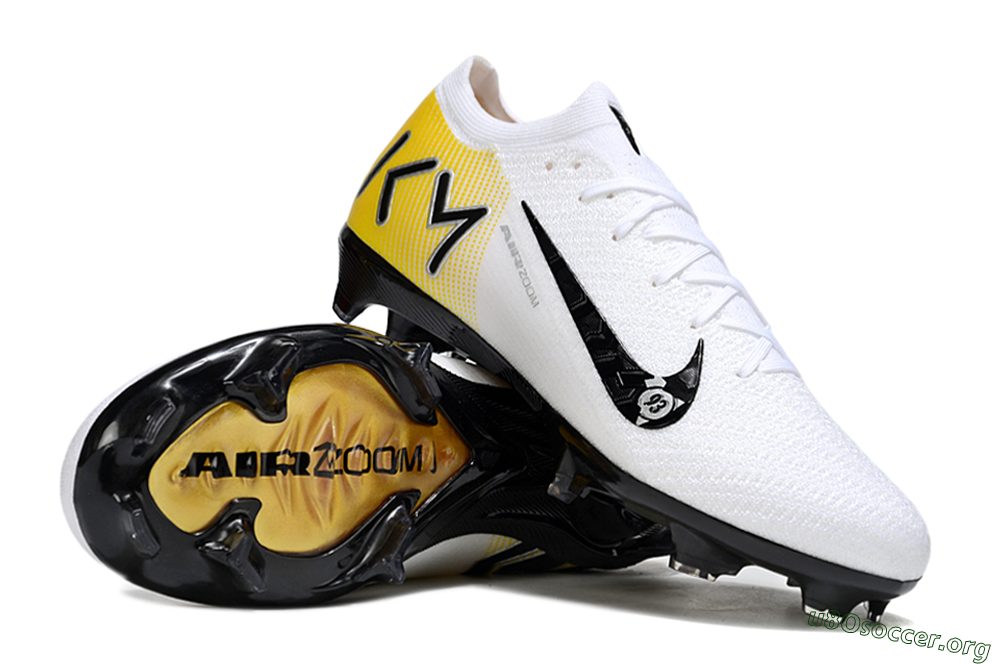 KM x Nike Air Zoom Mercurial Vapor 16 Elite FG Football Boots - White/Black/Yellow 0