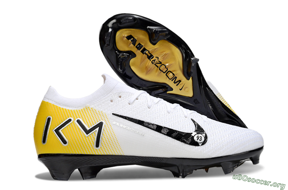 KM x Nike Air Zoom Mercurial Vapor 16 Elite FG Football Boots - White/Black/Yellow 2