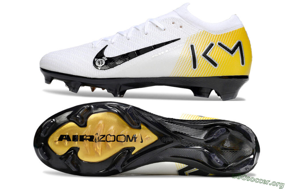 KM x Nike Air Zoom Mercurial Vapor 16 Elite FG Football Boots - White/Black/Yellow 1