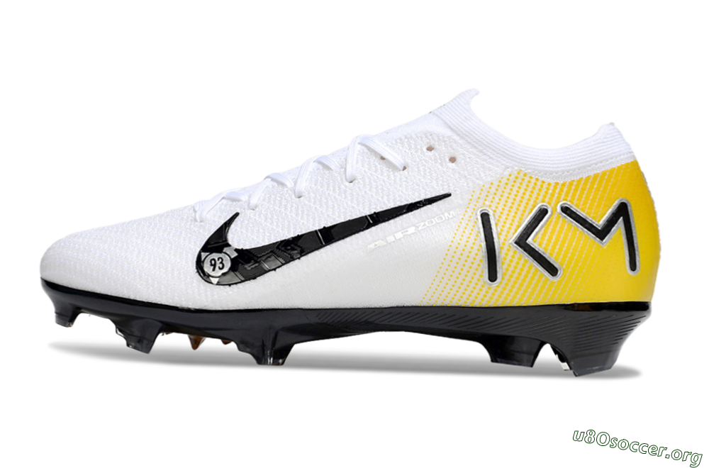 KM x Nike Air Zoom Mercurial Vapor 16 Elite FG Football Boots - White/Black/Yellow 3