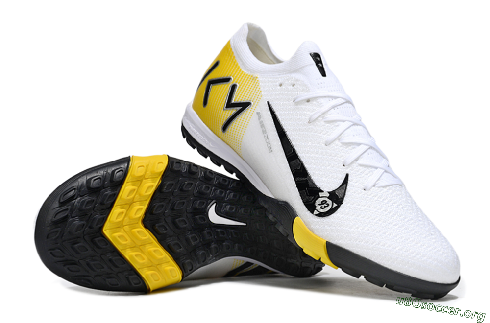 KM x Nike Air Zoom Mercurial Vapor 16 Elite TF Football Shoes - White/Black/Yellow 0
