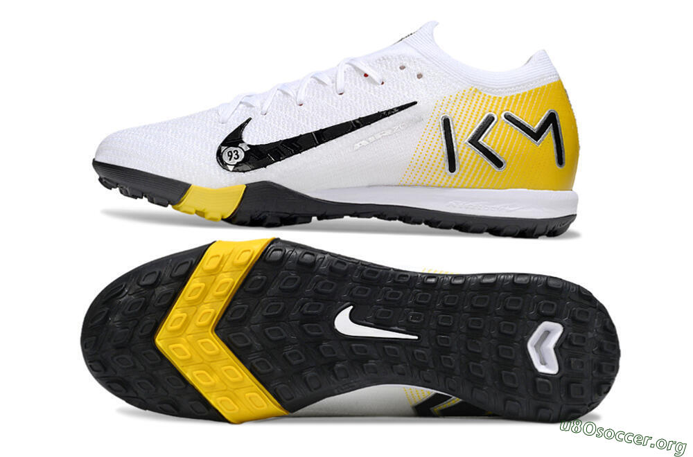 KM x Nike Air Zoom Mercurial Vapor 16 Elite TF Football Shoes - White/Black/Yellow 1