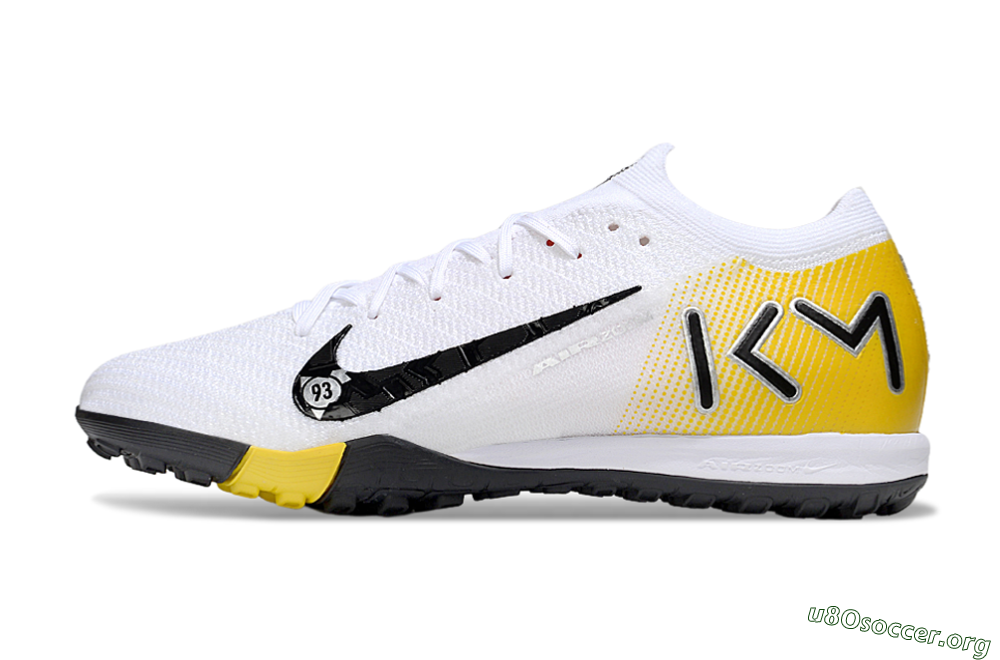 KM x Nike Air Zoom Mercurial Vapor 16 Elite TF Football Shoes - White/Black/Yellow 3