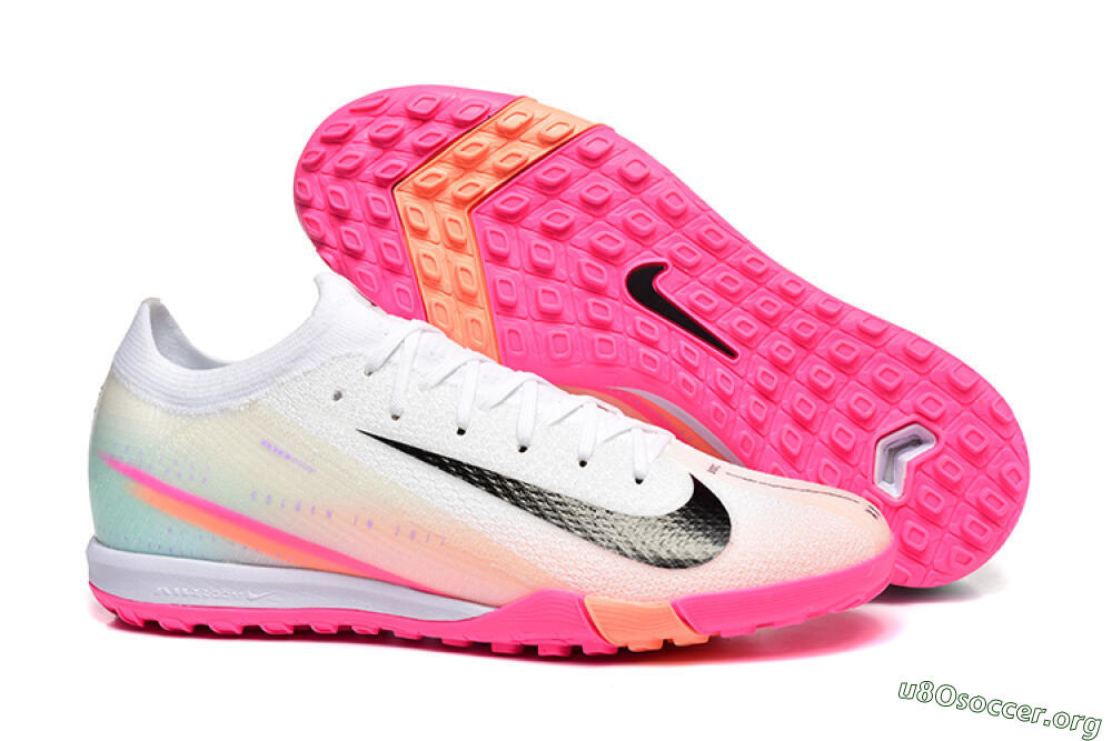 Nike Air Zoom Mercurial Vapor 16 Elite TF Football Shoes - White/Black/Pink 2