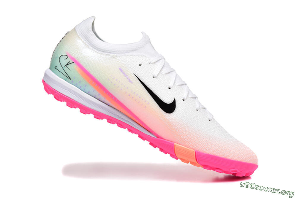 Nike Air Zoom Mercurial Vapor 16 Elite TF Football Shoes - White/Black/Pink 4