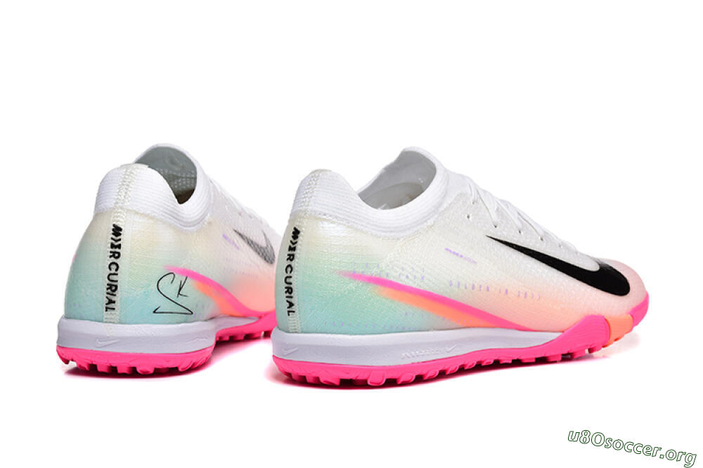 Nike Air Zoom Mercurial Vapor 16 Elite TF Football Shoes - White/Black/Pink 5