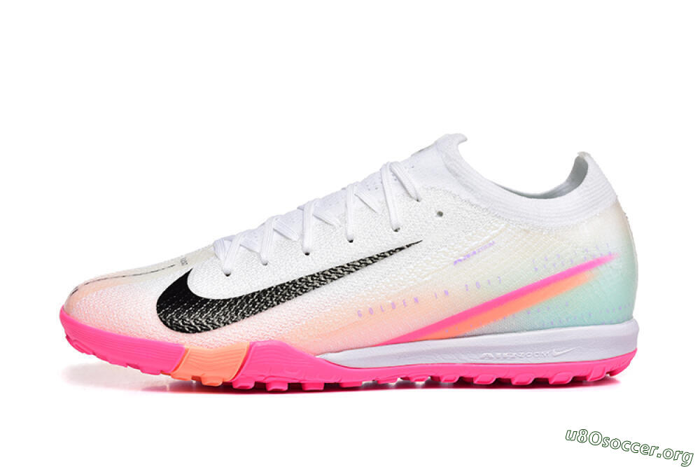 Nike Air Zoom Mercurial Vapor 16 Elite TF Football Shoes - White/Black/Pink 3