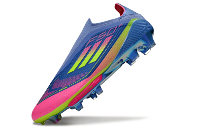 Adidas F50+ Elite Lightstrike Pro Laceless FG Football Boots - Blue/Pink/Yellow