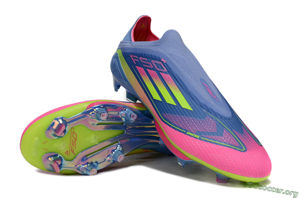 Adidas F50+ Elite Lightstrike Pro Laceless FG Football Boots - Blue/Pink/Yellow 4