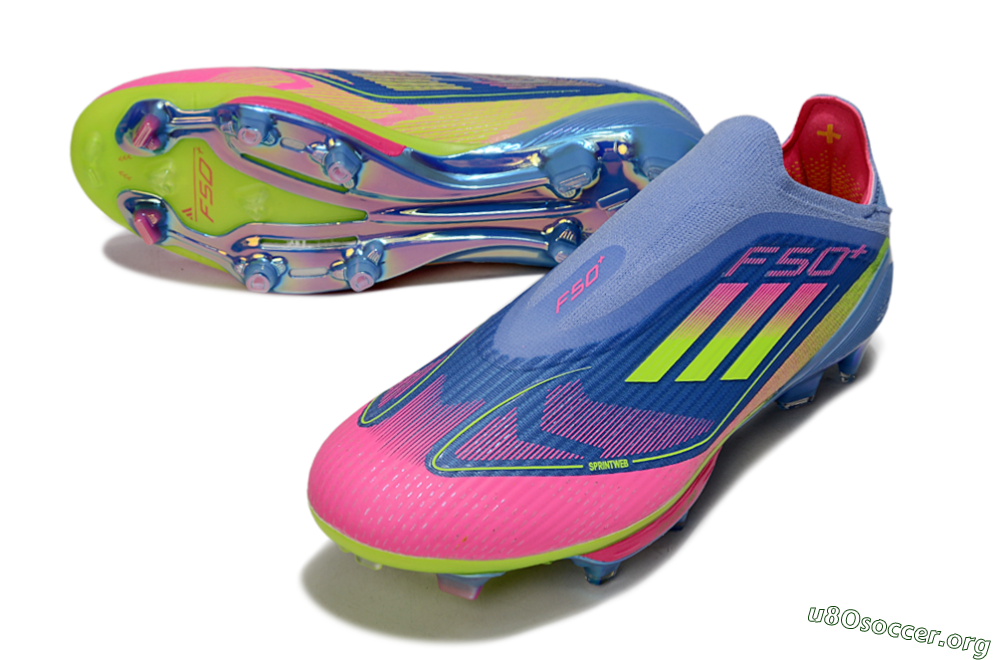 Adidas F50+ Elite Lightstrike Pro Laceless FG Football Boots - Blue/Pink/Yellow 0