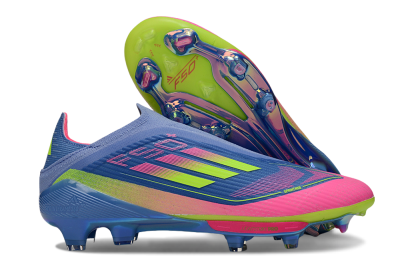Adidas F50+ Elite Lightstrike Pro Laceless FG Football Boots - Blue/Pink/Yellow