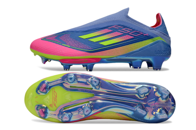 Adidas F50+ Elite Lightstrike Pro Laceless FG Football Boots - Blue/Pink/Yellow