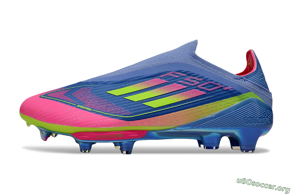 Adidas F50+ Elite Lightstrike Pro Laceless FG Football Boots - Blue/Pink/Yellow 3