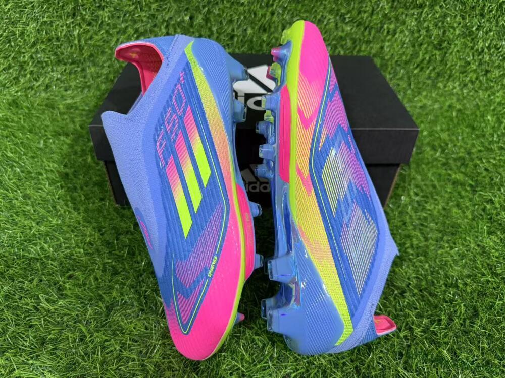 Adidas F50+ Elite Lightstrike Pro Laceless FG Football Boots - Blue/Pink/Yellow