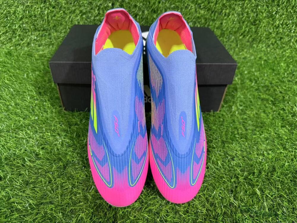 Adidas F50+ Elite Lightstrike Pro Laceless FG Football Boots - Blue/Pink/Yellow