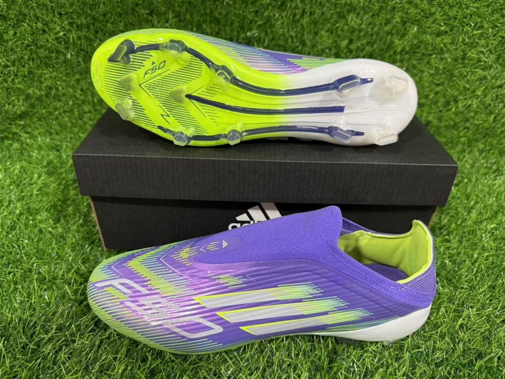 Adidas F50 Elite Laceless FG Football Boots - Purple/Yellow/White