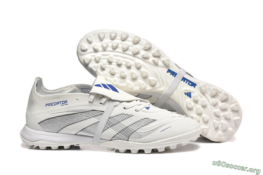 Adidas Predator 25 Elite Foldover Tongue TF Football Boots - White/Silver/Blue 2
