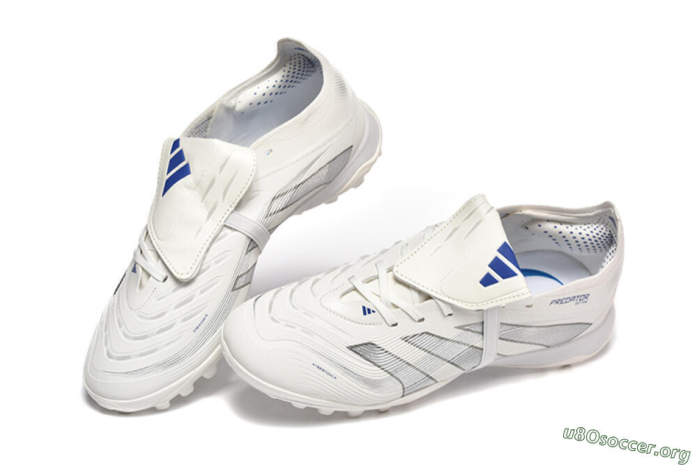 Adidas Predator 25 Elite Foldover Tongue TF Football Boots - White/Silver/Blue 6