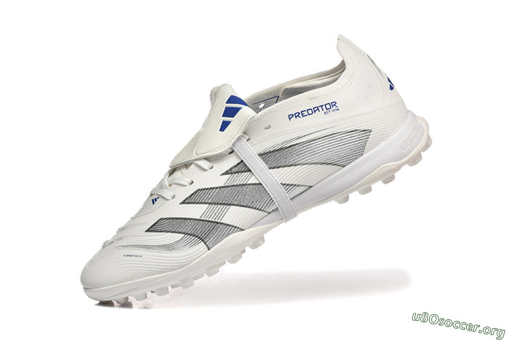 Adidas Predator 25 Elite Foldover Tongue TF Football Boots - White/Silver/Blue 8