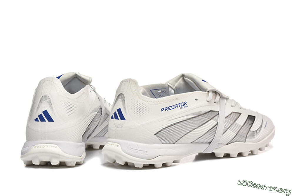 Adidas Predator 25 Elite Foldover Tongue TF Football Boots - White/Silver/Blue 9