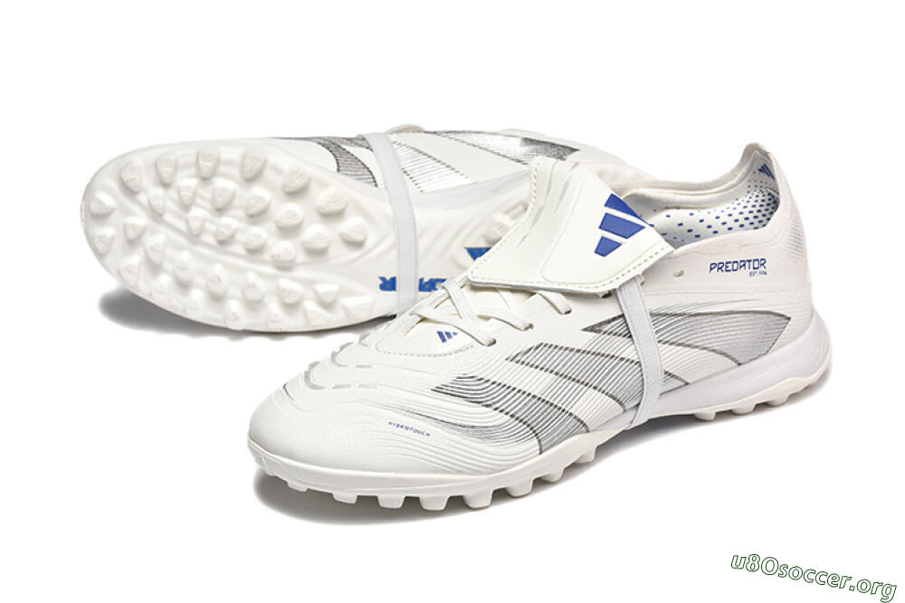 Adidas Predator 25 Elite Foldover Tongue TF Football Boots - White/Silver/Blue 0