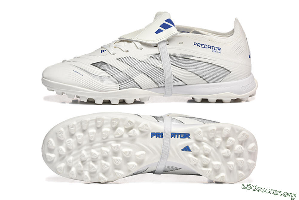 Adidas Predator 25 Elite Foldover Tongue TF Football Boots - White/Silver/Blue 1