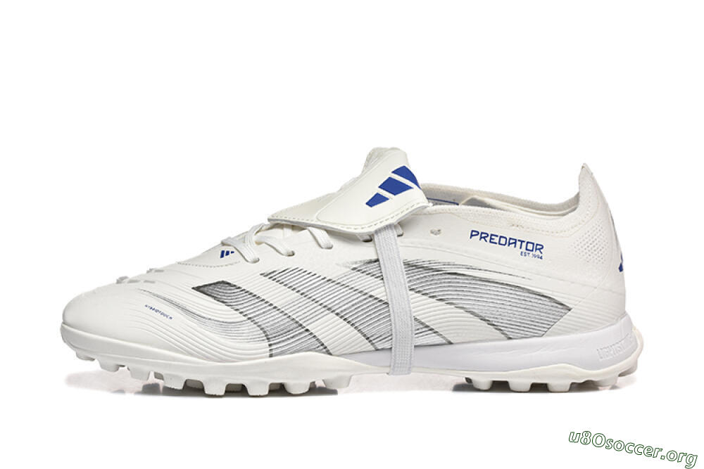 Adidas Predator 25 Elite Foldover Tongue TF Football Boots - White/Silver/Blue 3