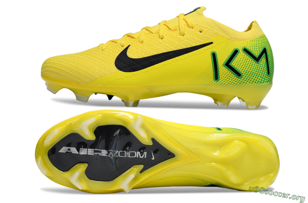 KM x Nike Air Zoom Mercurial Vapor 16 Elite FG Football Boots - Yellow/Black/Green 1